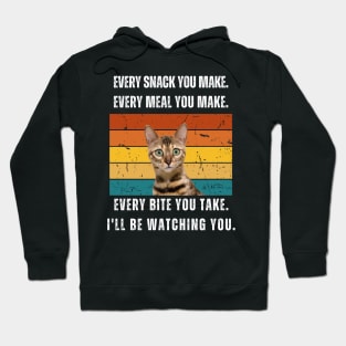 Every snack you make. Bengal cat retro design Hoodie